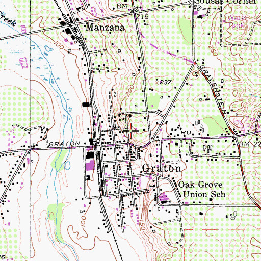 Topographic Map of Graton Census Designated Place, CA
