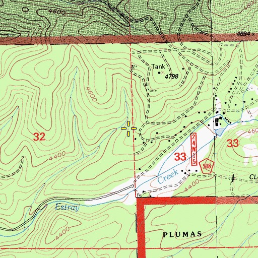 Topographic Map of Greenhorn Census Designated Place, CA