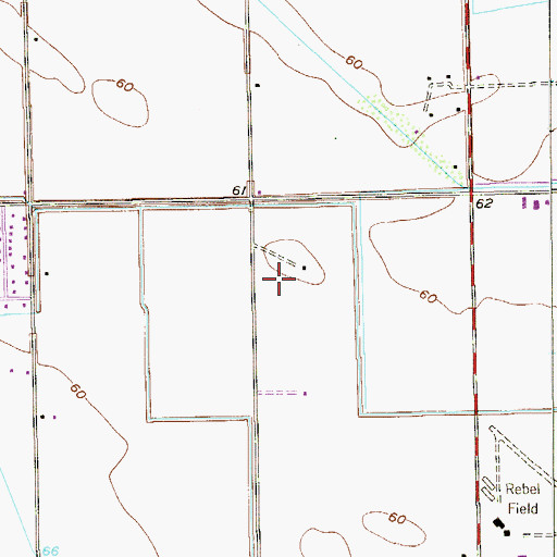 Topographic Map of Heidelberg Census Designated Place, TX
