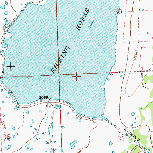 Topographic Map of Kicking Horse Census Designated Place, MT
