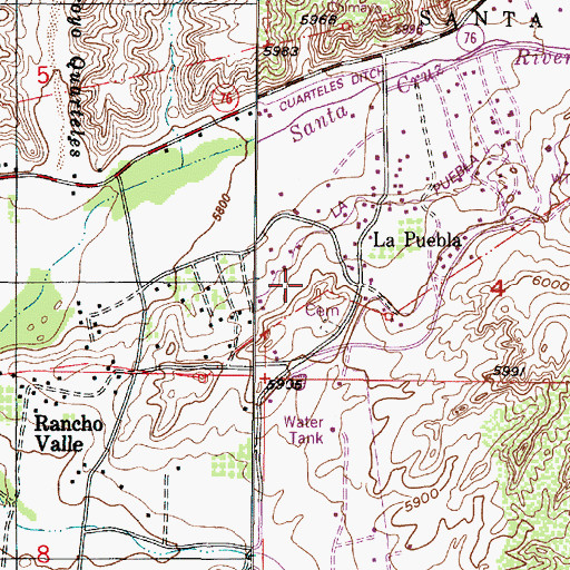 Topographic Map of La Puebla Census Designated Place, NM