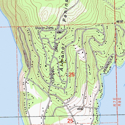 Topographic Map of Lake Almanor Country Club Census Designated Place, CA