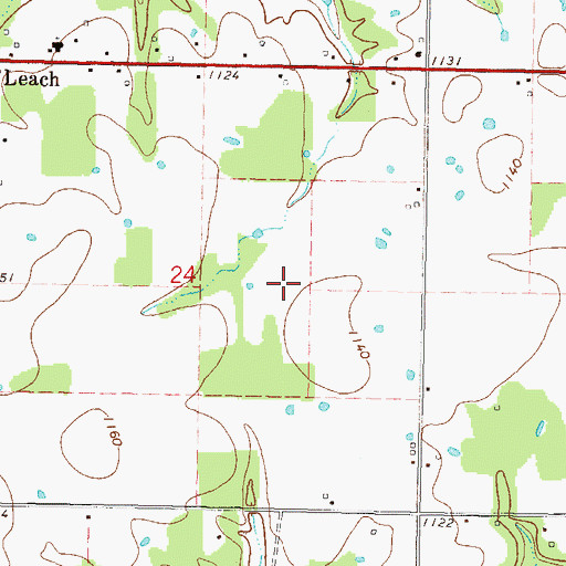 Topographic Map of Leach Census Designated Place, OK