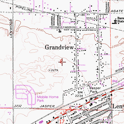 Topographic Map of Lenwood Census Designated Place, CA