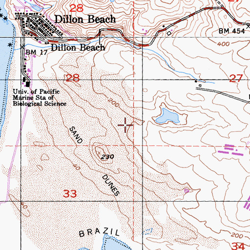 Topographic Map of Dillon Beach Census Designated Place, CA