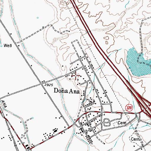 Topographic Map of Doa Ana Census Designated Place, NM