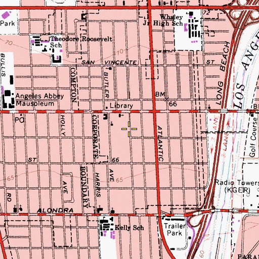 Topographic Map of East Rancho Dominguez Census Designated Place, CA