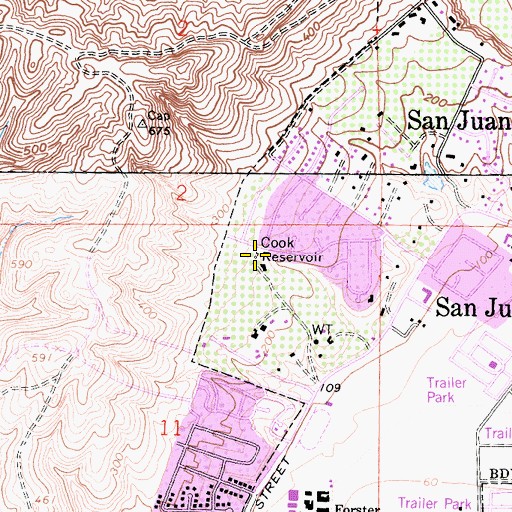 Topographic Map of Cook Reservoir, CA