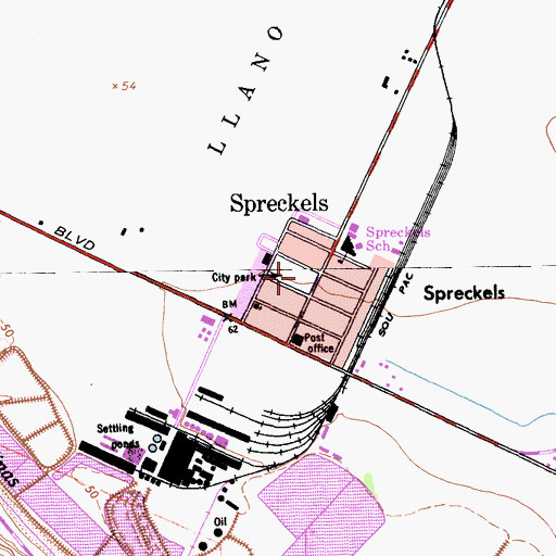 Topographic Map of Spreckels Census Designated Place, CA