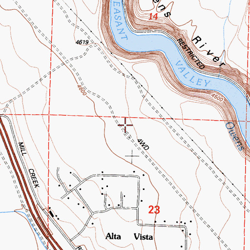 Topographic Map of Mesa Census Designated Place, CA