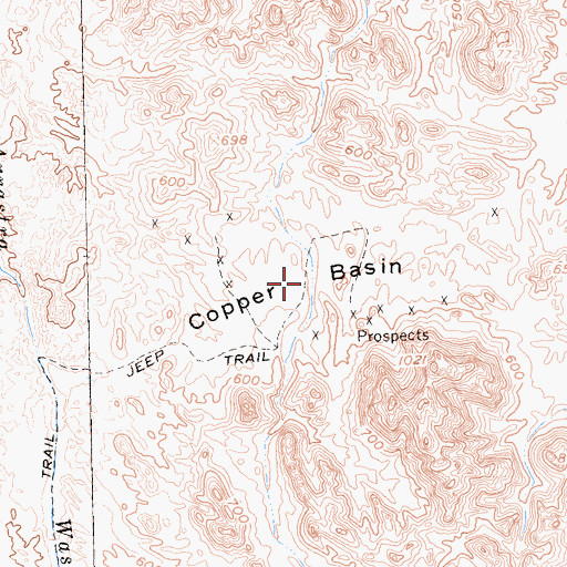 Topographic Map of Copper Basin, CA