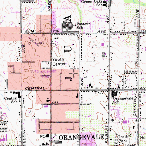Topographic Map of Orangevale Census Designated Place, CA