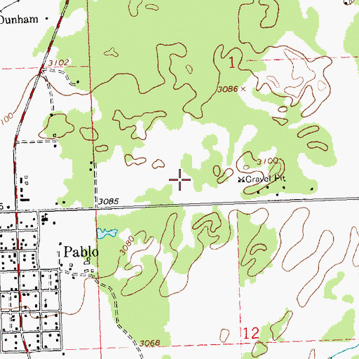 Topographic Map of Pablo Census Designated Place, MT