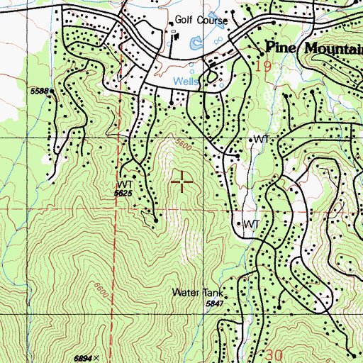 Topographic Map of Pine Mountain Club Census Designated Place, CA
