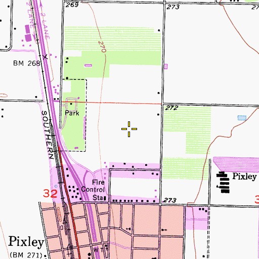 Topographic Map of Pixley Census Designated Place, CA