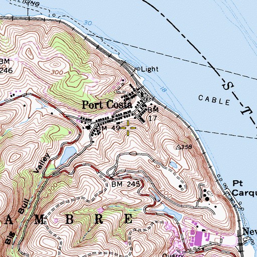 Topographic Map of Port Costa Census Designated Place, CA