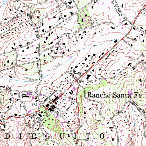 Topographic Map of Rancho Santa Fe Census Designated Place, CA