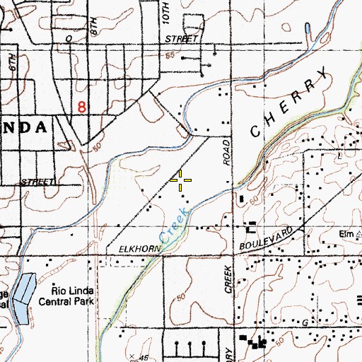 Topographic Map of Rio Linda Census Designated Place, CA