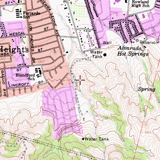 Topographic Map of Rowland Heights Census Designated Place, CA