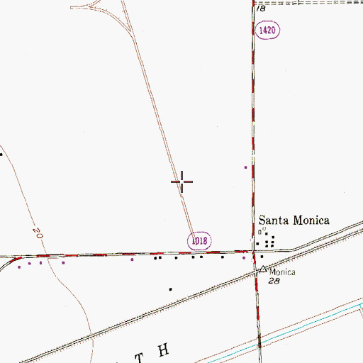Topographic Map of Santa Monica Census Designated Place, TX