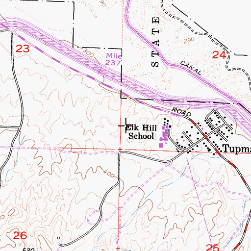 Topographic Map of Tupman Census Designated Place, CA