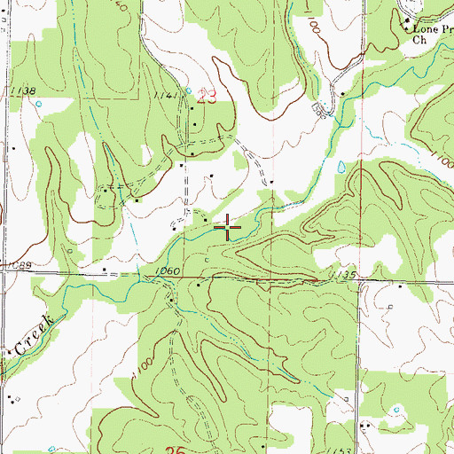 Topographic Map of Twin Oaks Census Designated Place, OK