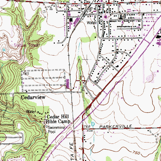 Topographic Map of City of Cedar Hill, TX