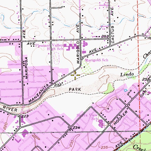 Topographic Map of City of Chico, CA