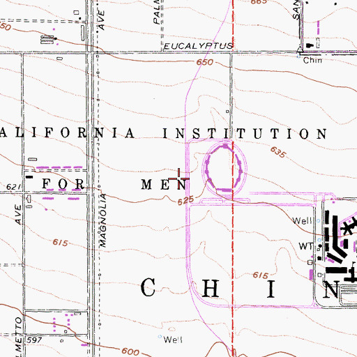 Topographic Map of City of Chino, CA