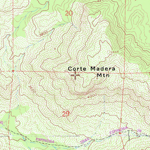 Topographic Map of Corte Madera Mountain, CA