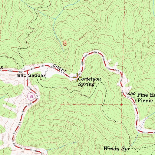 Topographic Map of Cortelyou Spring, CA