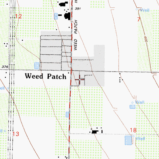 Topographic Map of Weedpatch Census Designated Place, CA