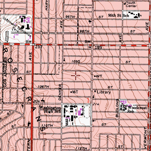 Topographic Map of Westmont Census Designated Place, CA