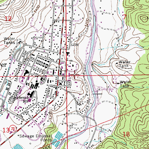 Topographic Map of Whiteriver Census Designated Place, AZ