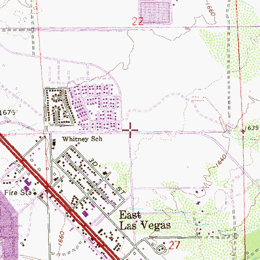 Topographic Map of Whitney Census Designated Place, NV