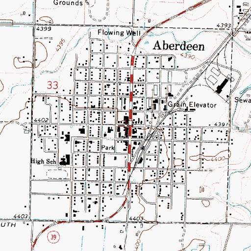 Topographic Map of City of Aberdeen, ID