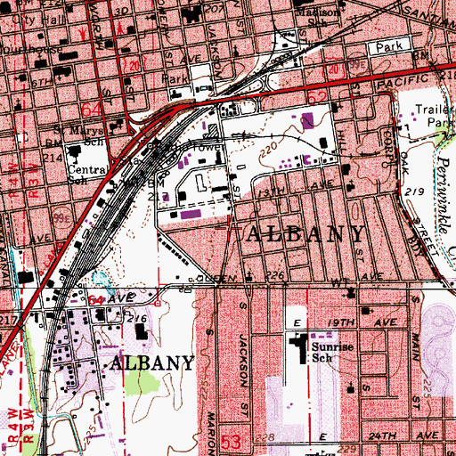 Topographic Map of City of Albany, OR