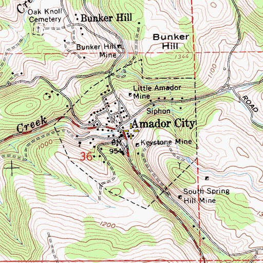 Topographic Map of City of Amador City, CA
