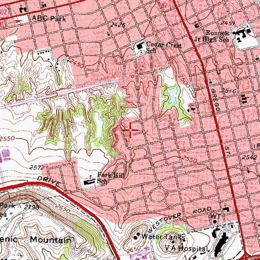 Topographic Map of City of Big Spring, TX