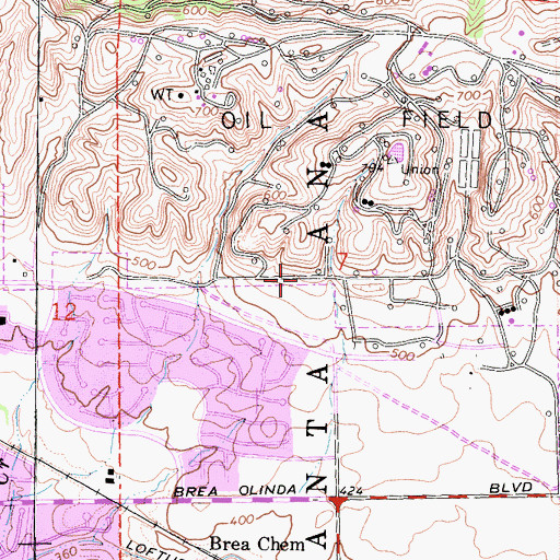 Topographic Map of City of Brea, CA