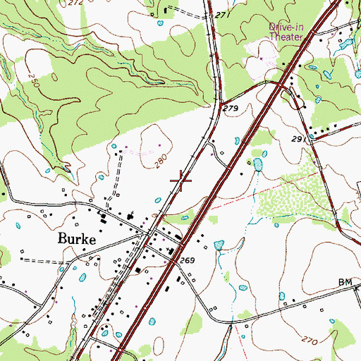 Topographic Map of City of Burke, TX