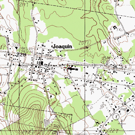 Topographic Map of City of Joaquin, TX