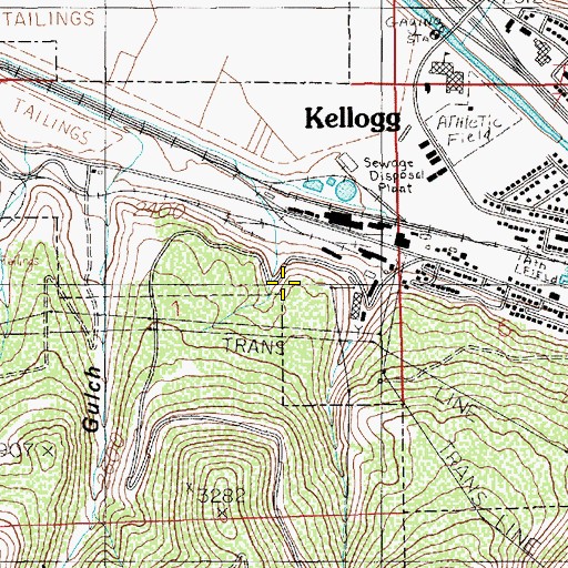 Topographic Map of City of Kellogg, ID