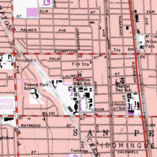 Topographic Map of City of Compton, CA