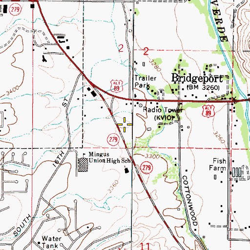 Topographic Map of City of Cottonwood, AZ