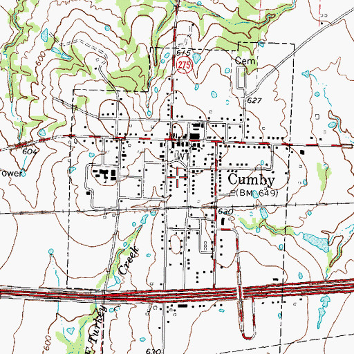 Topographic Map of City of Cumby, TX