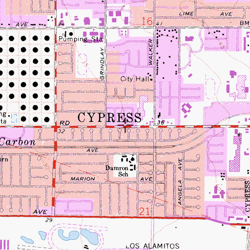 Topographic Map of City of Cypress, CA