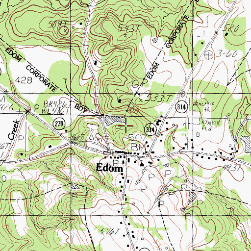 Topographic Map of City of Edom, TX