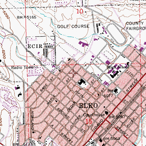 Topographic Map of City of Elko, NV