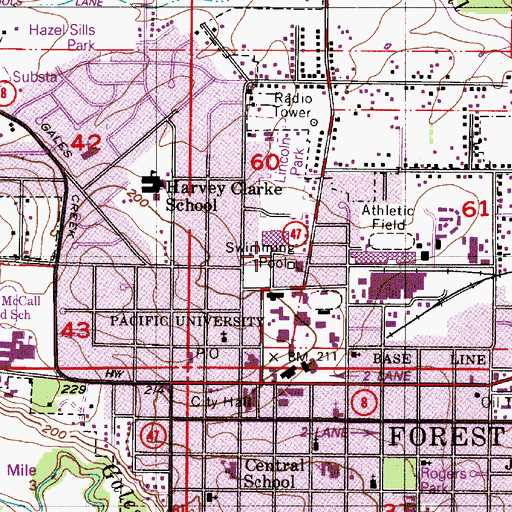 Topographic Map of City of Forest Grove, OR